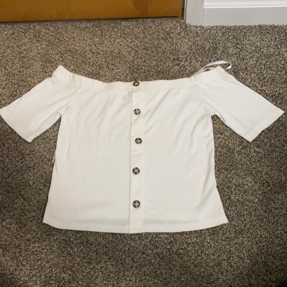 Off the shoulder white tee